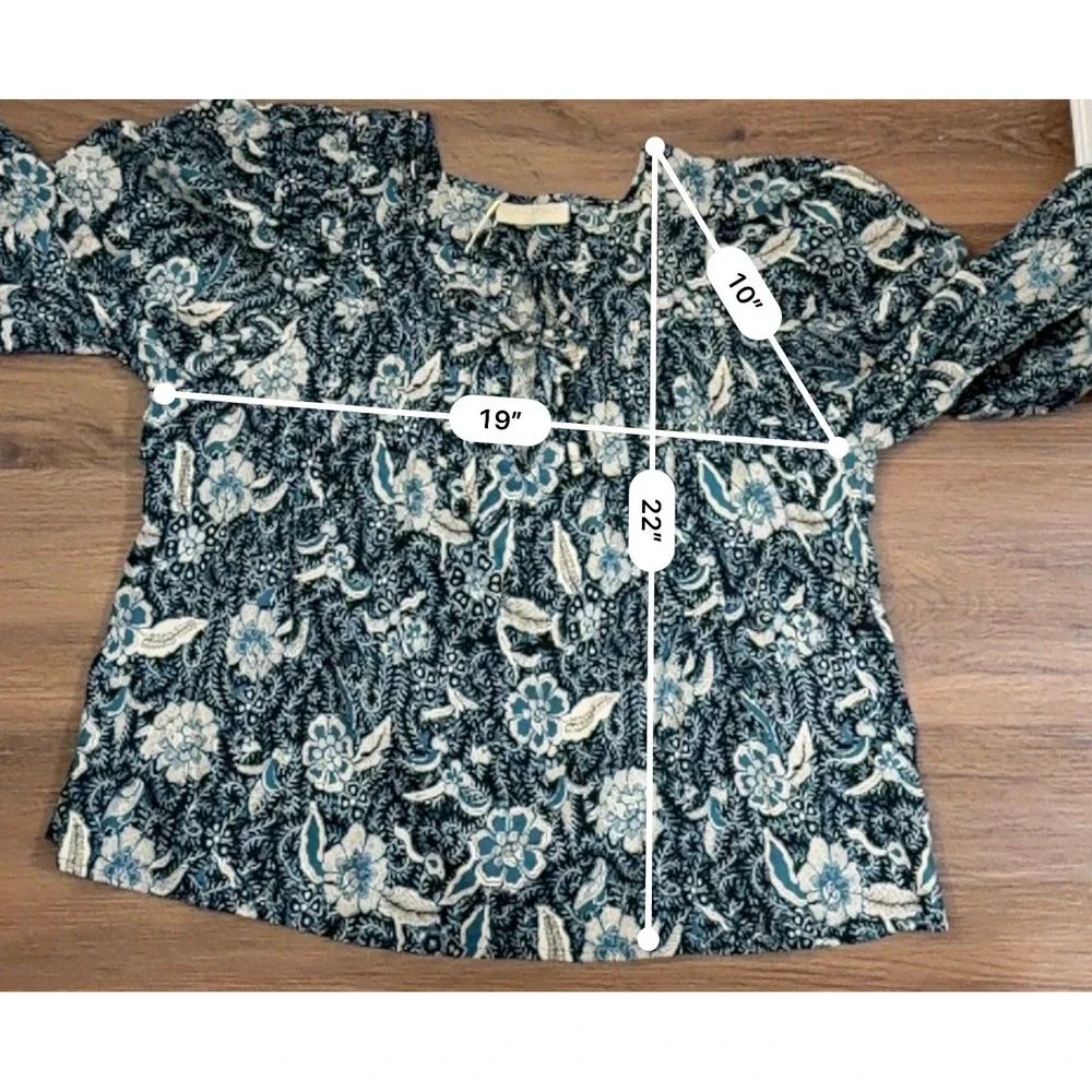 Ulla Johnson Issa Blouse Midnight Blue Floral Puff Sleeve Size 2 NWT Cottagecore